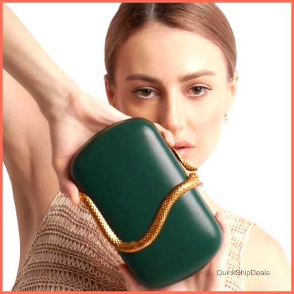 PU Leather Evening Bag with Detachable Chain Crossbody Clutch Purse